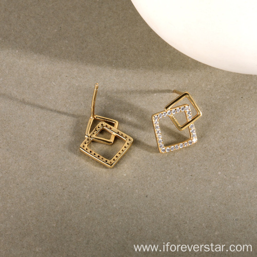 Silver 925 Square Earrings Big Statement Earrings